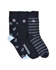 Lambretta Mens 1568 Smart Casual Dress Formal Paisley Solid Socks - 3 pack