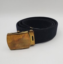 US CE Military Belt Adjustable up to 37in Black Web Canvas Brass Buckle and Tip