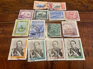 14 USED STAMPS FROM BOLIVIA