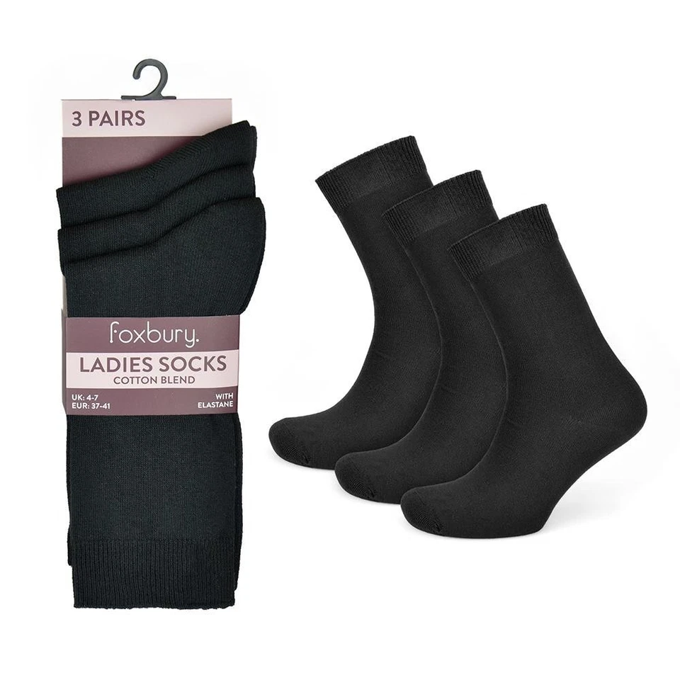 Chaussettes En Coton Mélangé Pour Femmes Lot De 3 SK499 - Photo 1/1