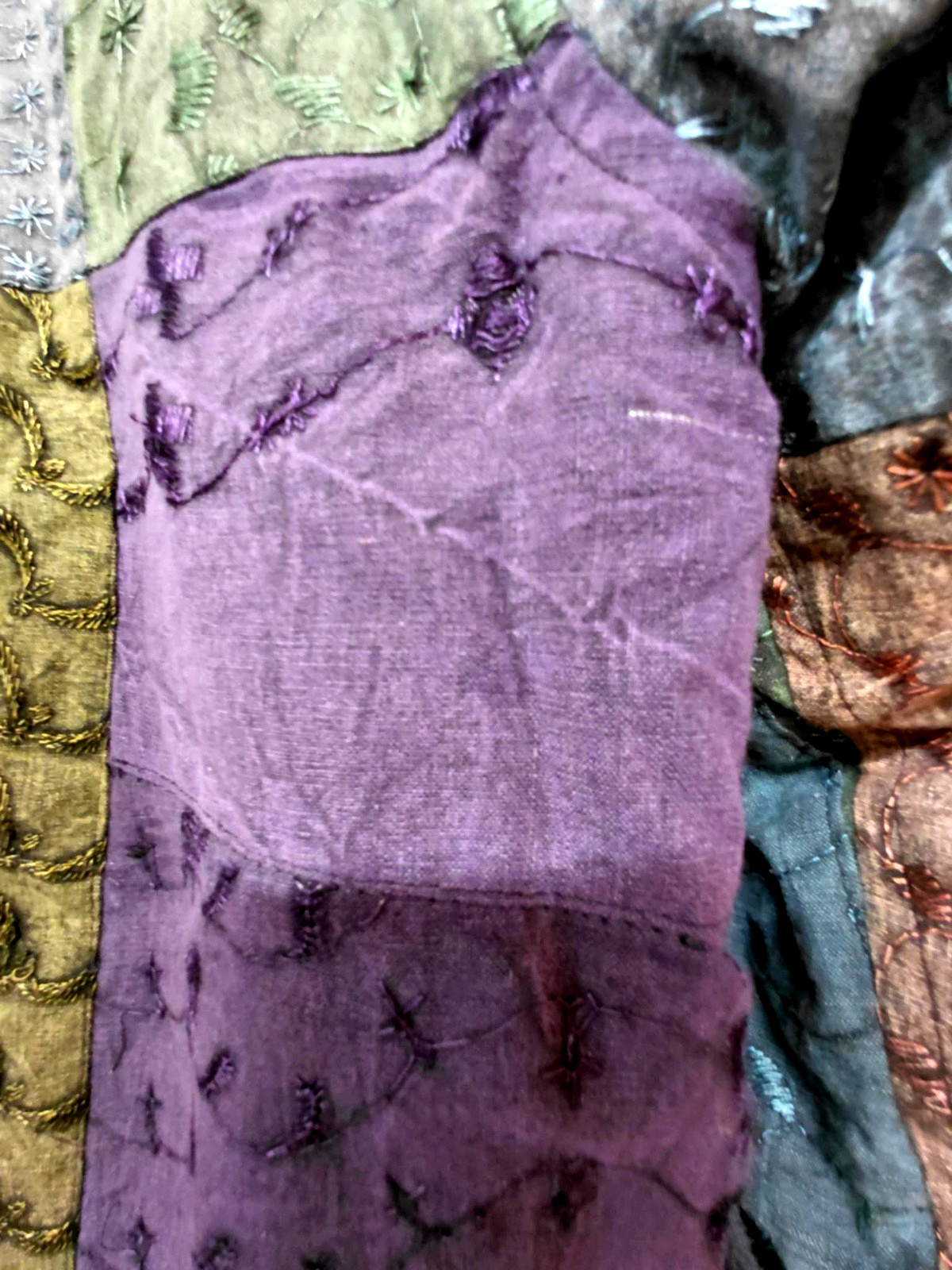 Sacred Threads Boho Patchwork Quilted Art To Wear… - image 21