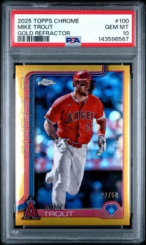 2025 Topps Chrome Mike Trout TRUE GOLD REFRACTOR  /50 Angels PSA 10