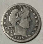 1916 Barber Quarter 25C Business Strike Circulated Uncertified Ungraded