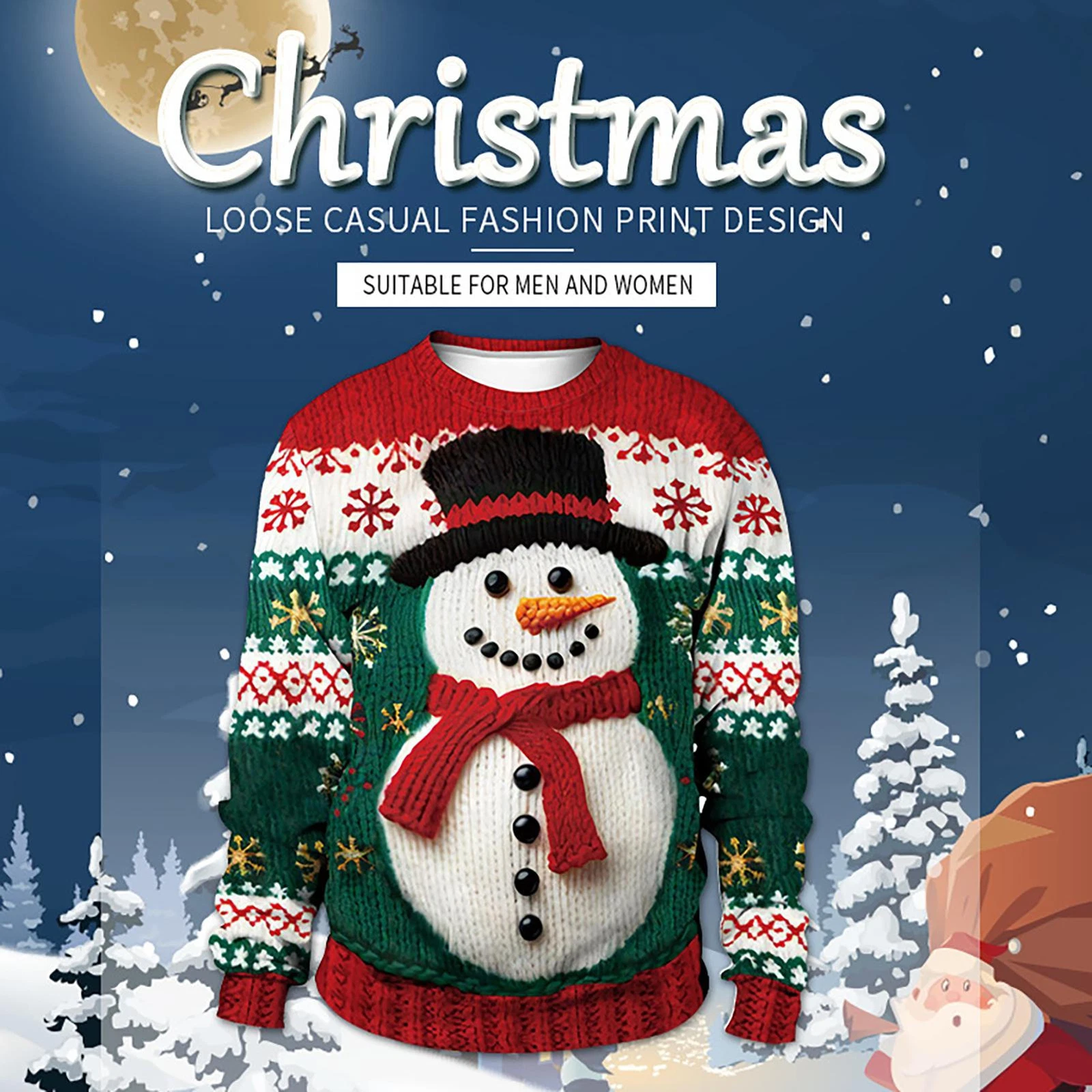 Ugly Christmas Sweater Imitation Sweater Design Sweatshirts Pullover Unisex
