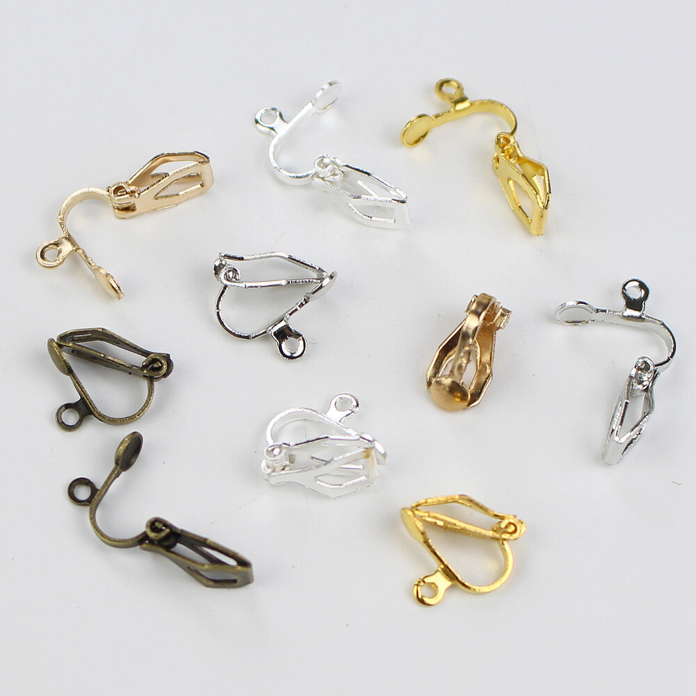 50Pcs Clip on Earring Findings Earwire Ear Clips Diy Jewelry Making  Accessories