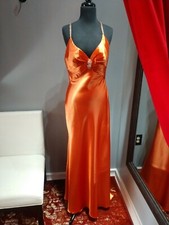 Long Orange Beaded Party Gown. Size 6. New With Tags.