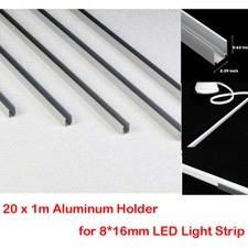 20Pcs 3.3FT Each U Shape Aluminum Channel Holder for W8mm H17mm LED Light Strip