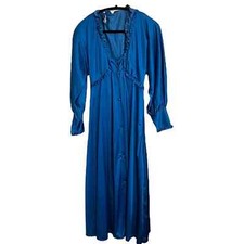 Vintage LILY OF FRANCE blue satin gown and robe set. Petite