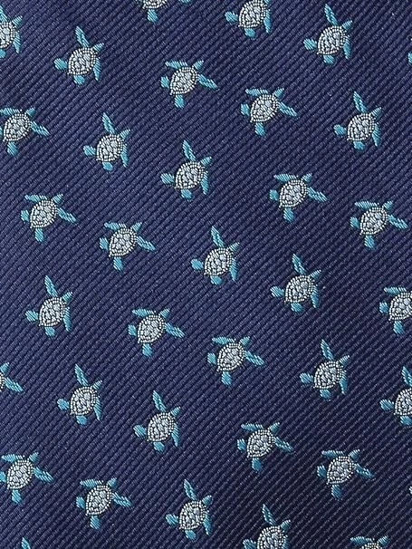 Corbata COLORATA Verde Patrón Tortuga Marina 100% Seda Animal Tejido Jacquard Japón Foto 4 de 4