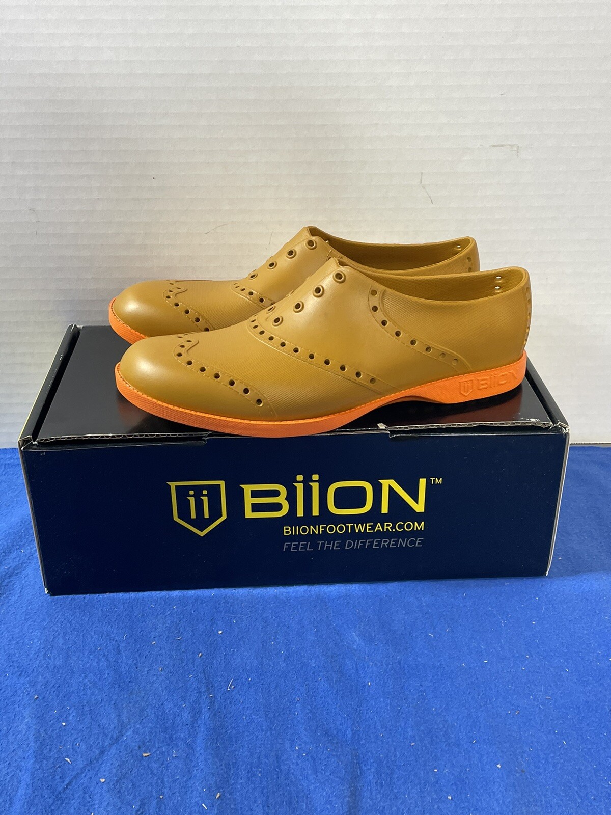 Biion Shoes Mens 5 Leather & Bright Orange Spikeless Golf The Oxford New  NIB | eBay