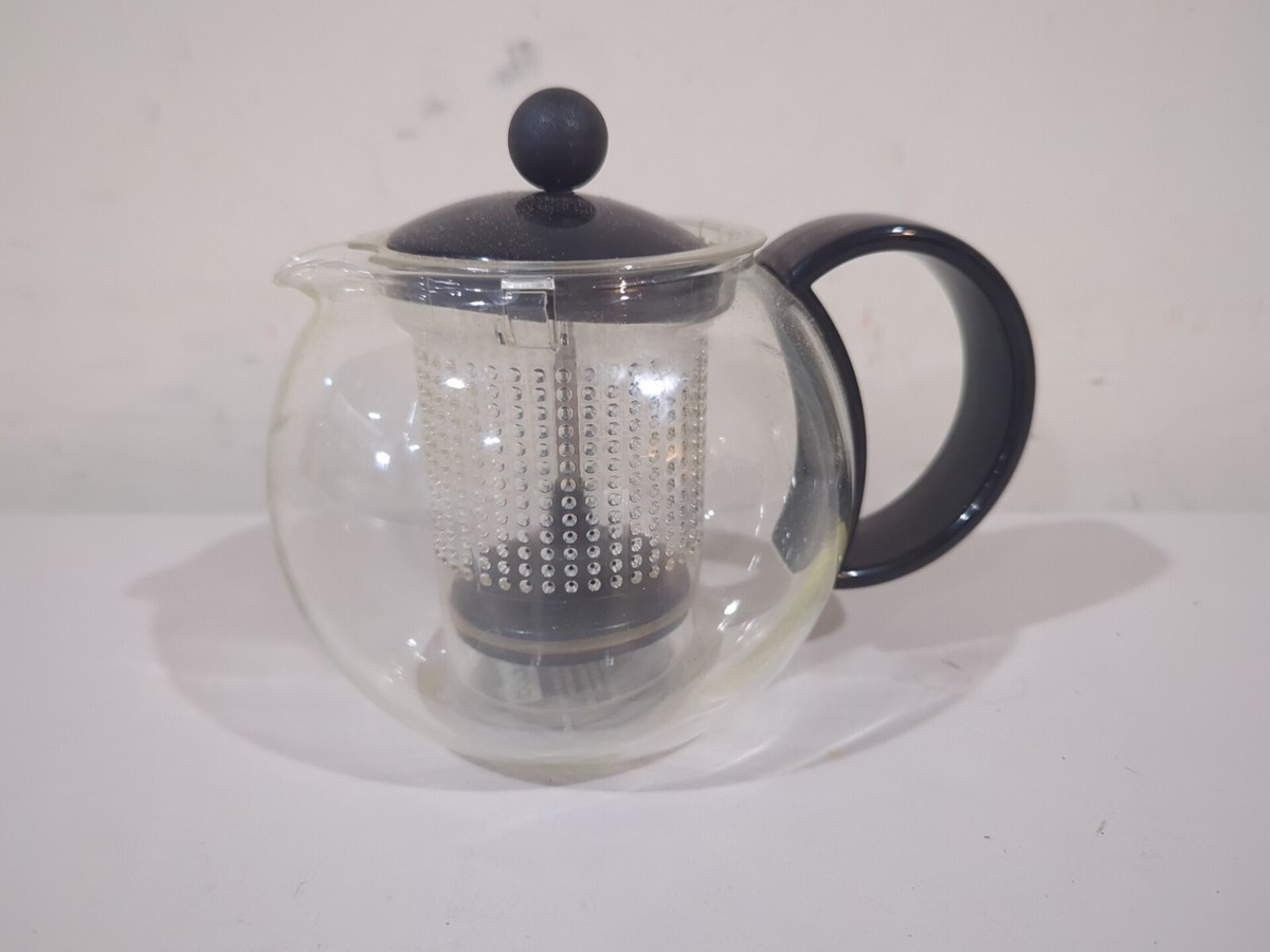 Bodum Glass Tea Pot with Infuser Black With Lid Handle