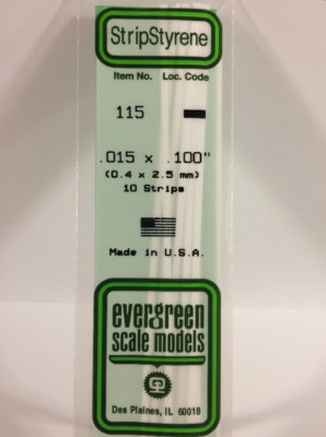 Evergreen EG115 0.015'''' X 0.100'''' Opaque White Polystyrene Band