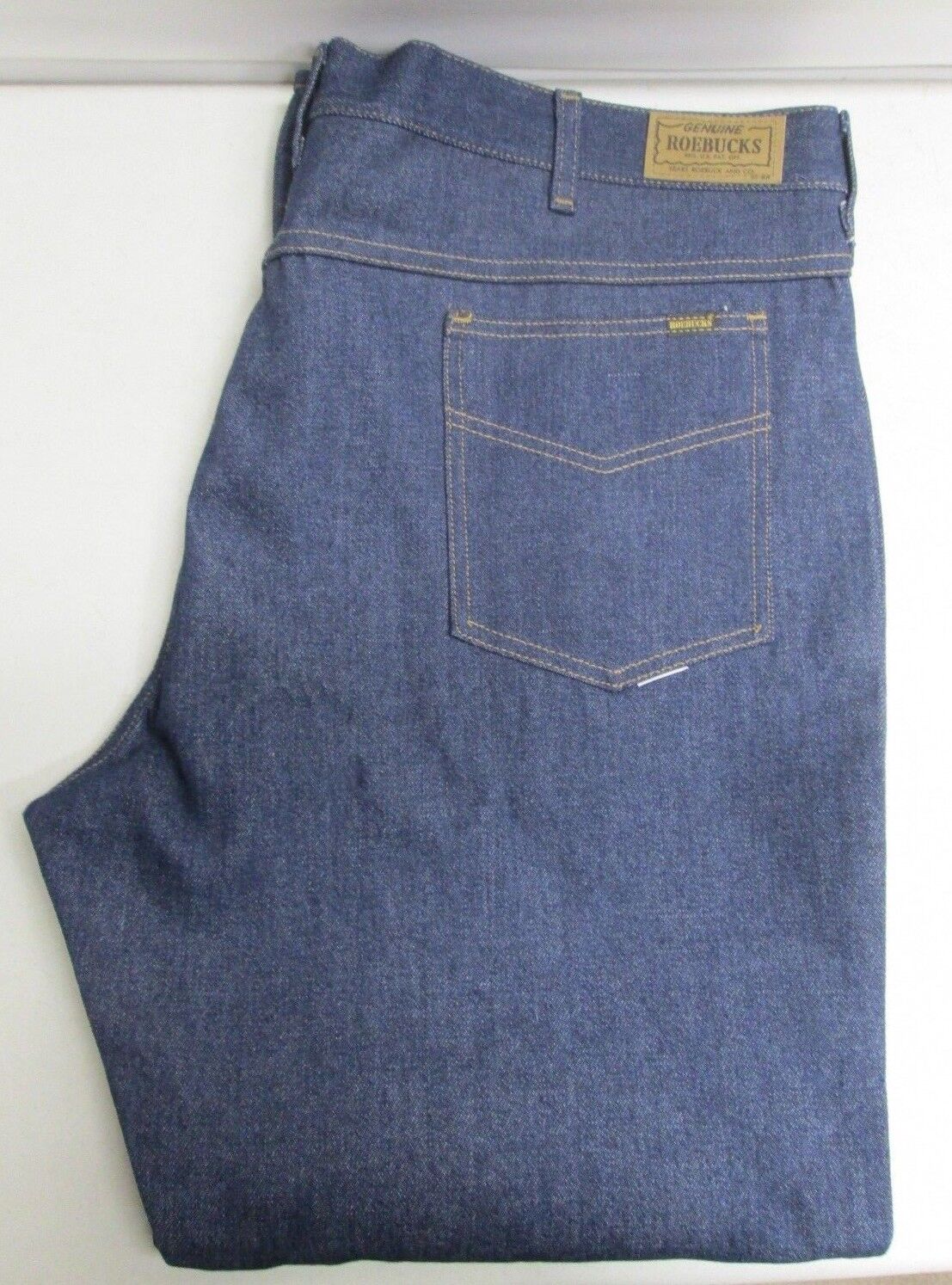 Vintage Genuine Sears Roebucks Western Wear Dark Blue Denim Jeans 46 x 30 NOS