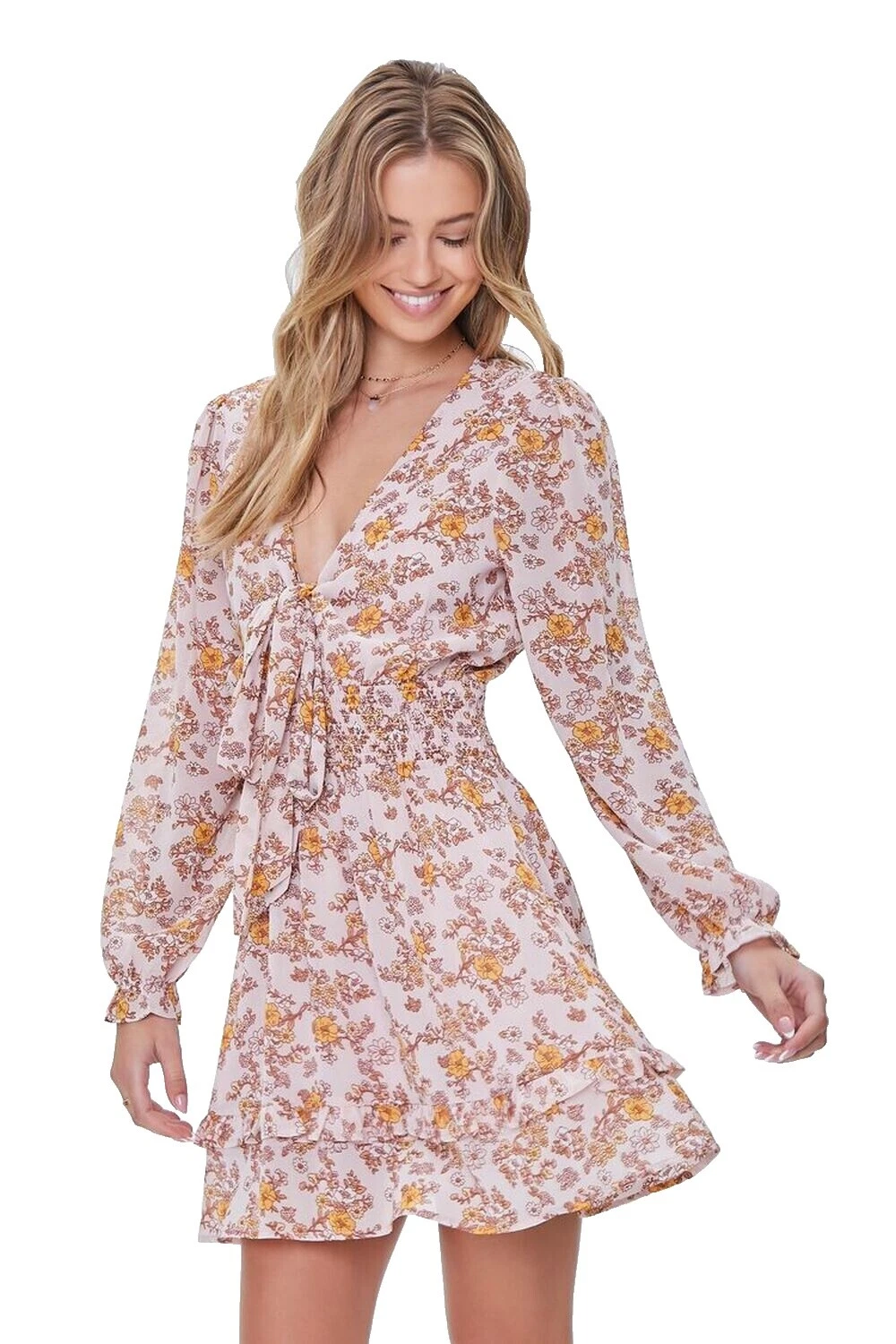 FOREVER 21 Polyester Long Sleeve Floral Dresses for Women