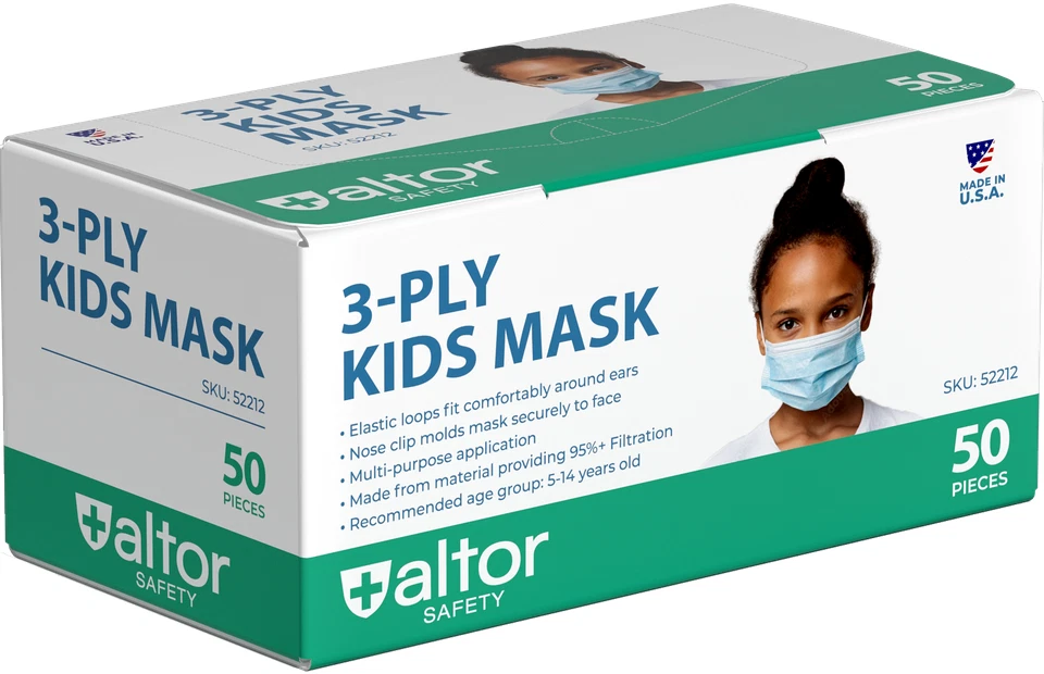 ALTOR USA MADE 3 PLY CHILD SURGICAL KIDS MASK - ASTM LEVEL 2