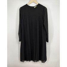 Rachel Parcell x Savanna Tate Black Pleated Shift Dress Long Sleeve Size Small