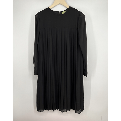 rachel parcell pleated dress Rachel Parcell x Savanna Tate Black Pleated Shift Dress Long Sleeve Size  Small