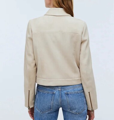 MADEWELL Suede Jacket Women 14 Shrunken Zip Front NEW Light MADEWELL Suede Jacket Women 14 Shrunken Zip Front NEW Light