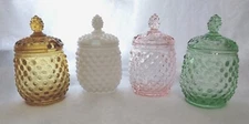 Hobnail Honey Jar with Lid - SELECT - Pink, White, Green, or Amber