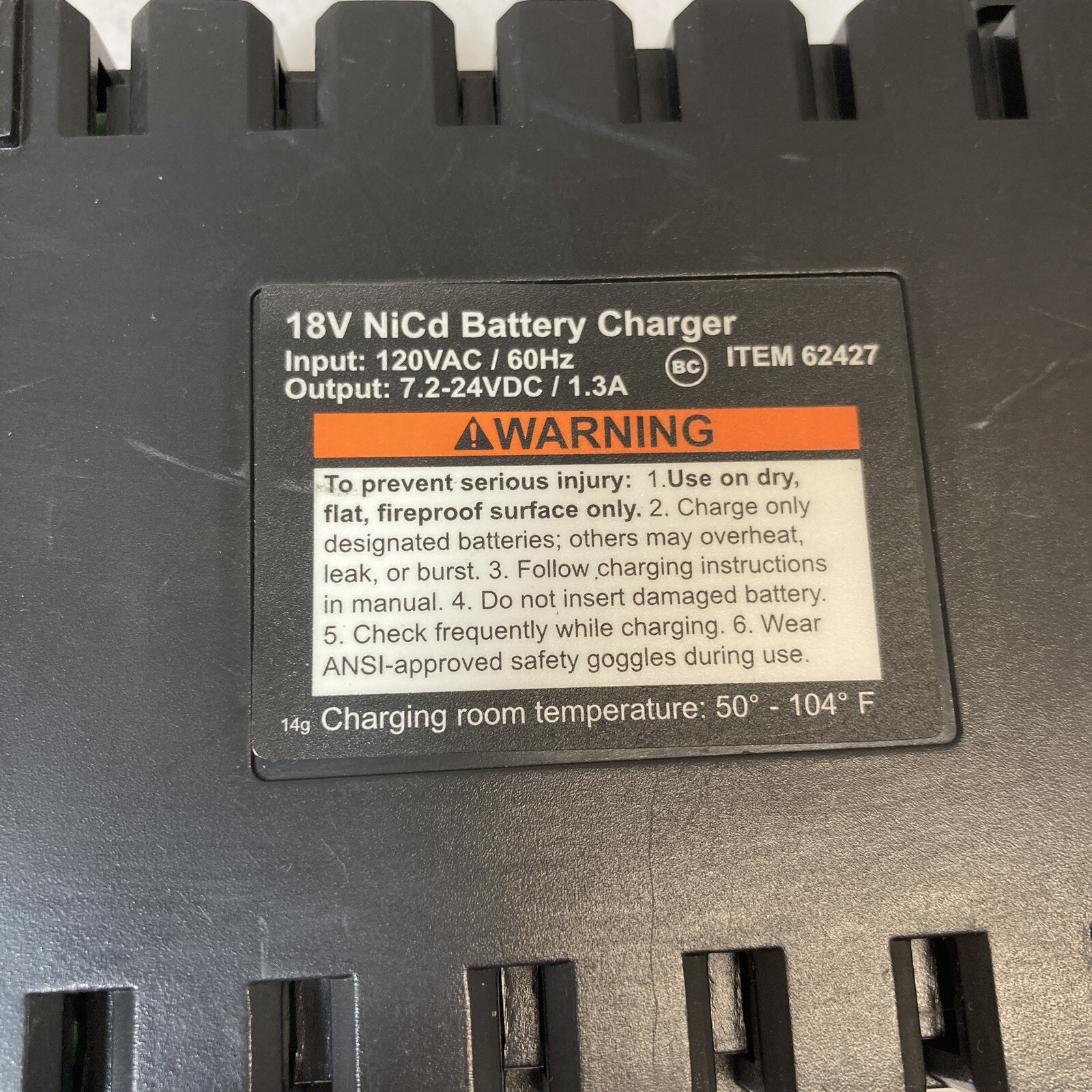 18V NICD BATTERY CHARGER ITEM 62427 CHICAGO ELECTRIC HARBOR FREIGHT eBay