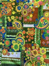 Vintage Spilkes Screen Printed Fabric Groovy Retro Sheer 60s Floral 62 X 48
