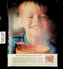 1962 Lipton Beef Flavor Noodle Soup Little Boy Smile Vintage Print Ad 23895