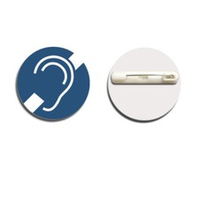 Geh&ouml;hrlos Geh&ouml;hrlossymbol Taub Anstecknadel graviert 40mm Pin Badge