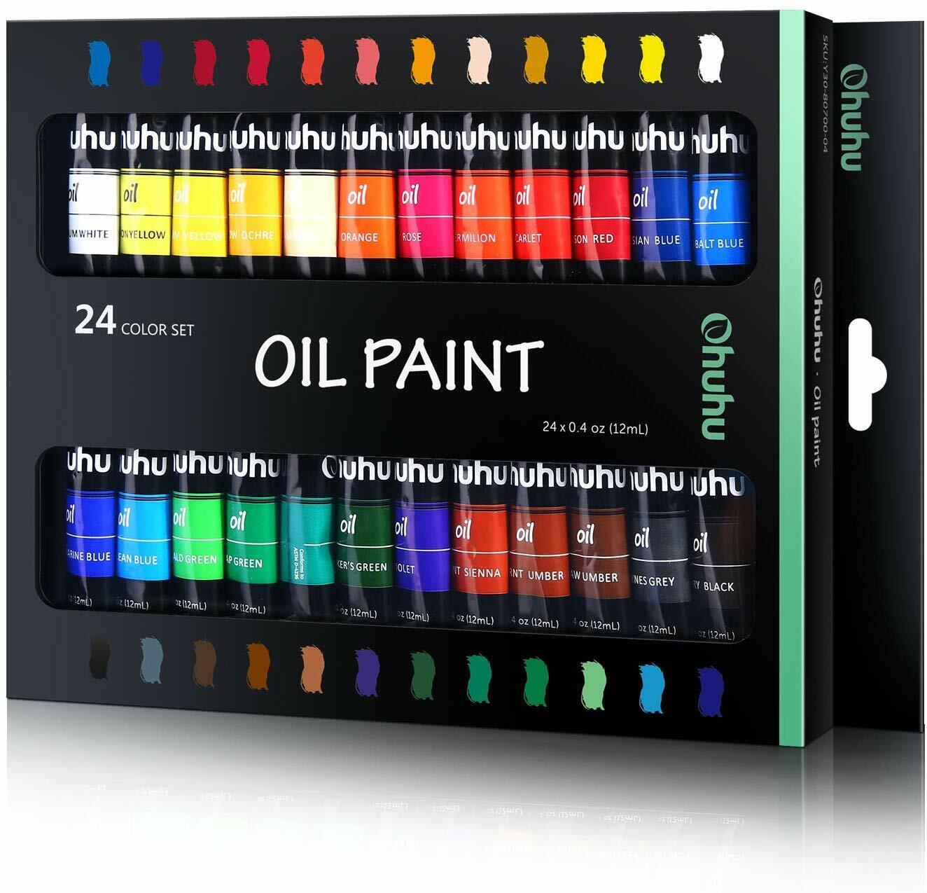 Ohuhu Oil Paint Set, 24 Colors, 12ml x 24 Tubes- Art Painting PR