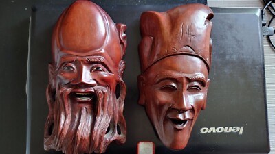 龙眼木手工雕寿星济公Vintage Chinese Longan Wood Hand Carved