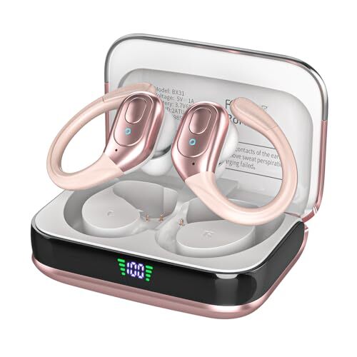 Wireless Bluetooth Earbuds, 75Hrs Playback, LED Display Charging Case, Ear