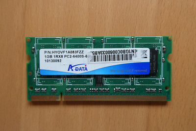 1GB ADATA DDR2-800 RAM, 1Rx8 PC2-6400S SO-DIMM, HYOVF1A083FZZ