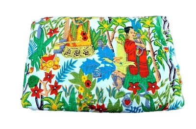 10 Yard Indian Handmade Quilting Material Cotton Crafts Frida Kahlo Print Fabric