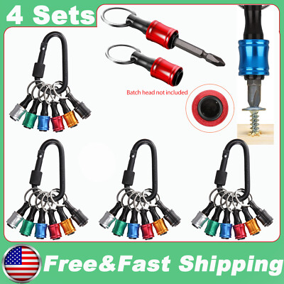28PCS 1/4'' Hex Shank Quick Release Screwdriver Bit Holder Keychain Extension Bar