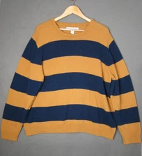 Amazon Essentials Blue and Orange Striped Crew Neck Sweater Size XXL