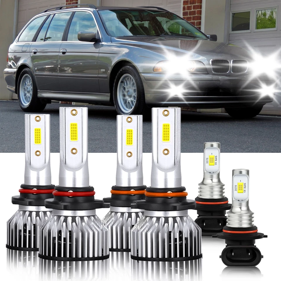 Kit de 6 faros LED + bombillas antiniebla blancas 6000K para BMW 525iT 1993-1993 Foto 2 de 4