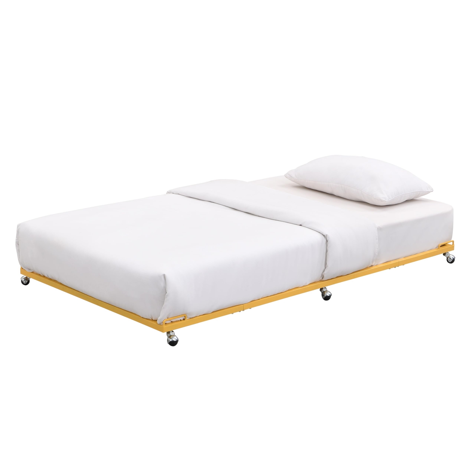 Kings Brand Furniture Twin Size Metal Trundle - Roll Out Bed Frame, Banana