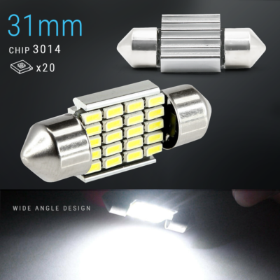 2 Ampoules LED Festoon 31mm 24V Pour Camion - Blanc 6000K, 100lm - Éclairage Dôme, Plaque, Intérieur