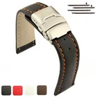 Men's Genuine Leather Watch Strap Band Deployment Clasp 18 20 22 24 26 Canyon MM