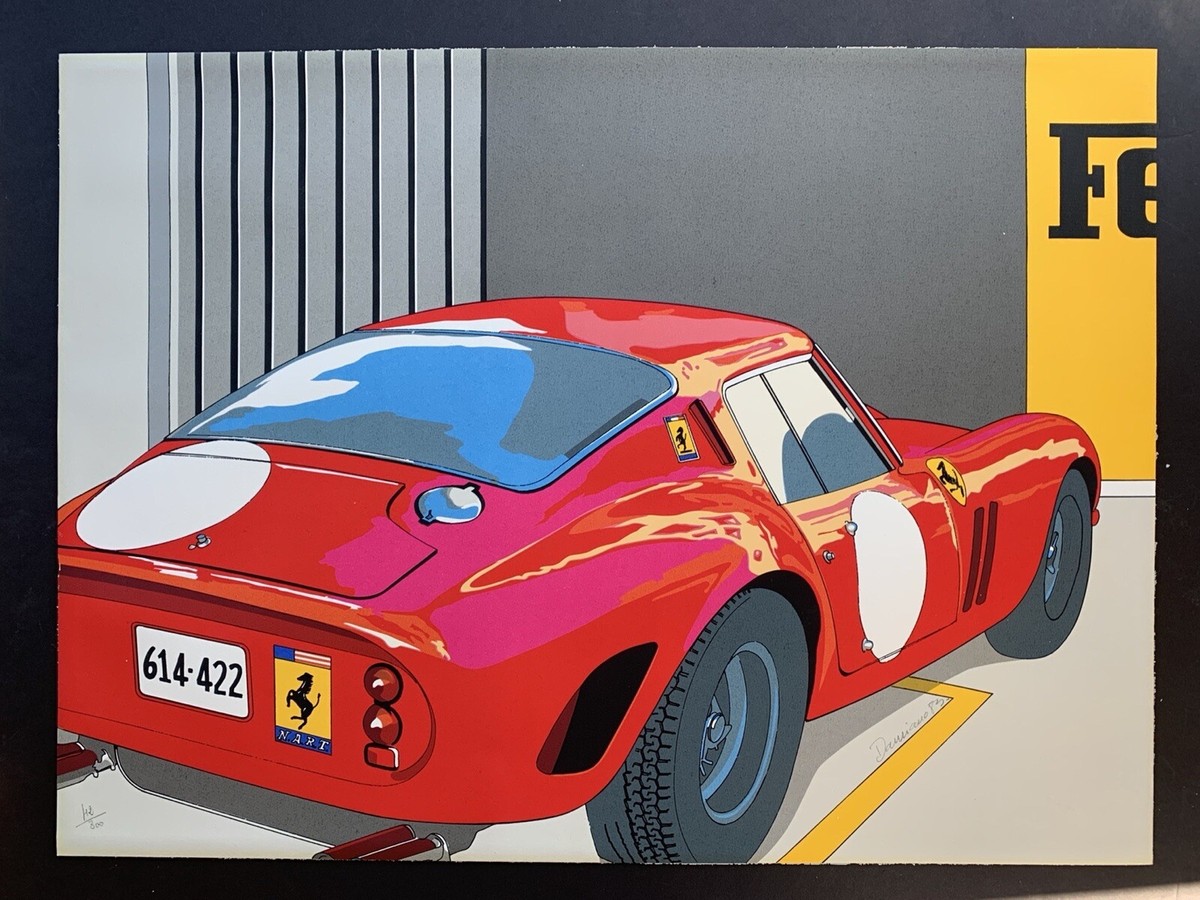 FERRARI GTO 250 Phil Hill by Yvan Damiano 1983 Silkscreen
