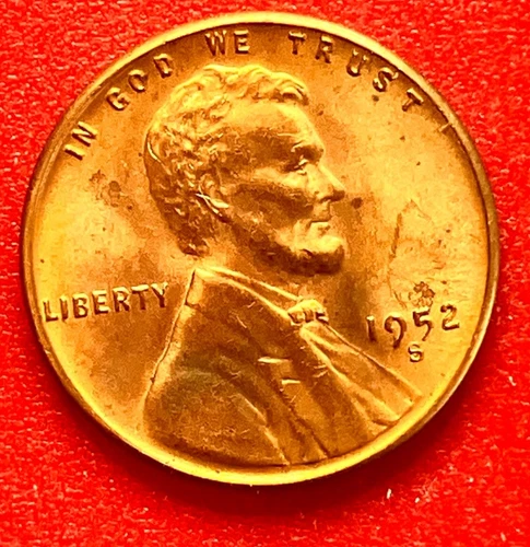 1952-S Lincoln Wheat Cent Penny GEM RED BU From an Original Bank Roll
