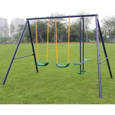 2 in 1 Swing Set With Belt Swing, Glider for Backyard