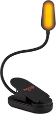 Amber Book Light, Rechargeable Clip-On Blue Light Blocking LED Reading Light, 16