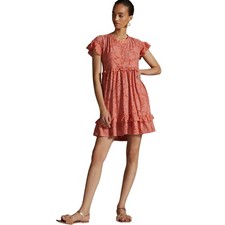 Anthropologie Ruffle Knit Mini Dress Pink Peach Size XXS