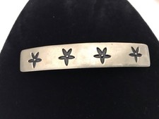 Vintage Romantic French Made Silver Plated Embossed Floral Hair Barrette 20th C