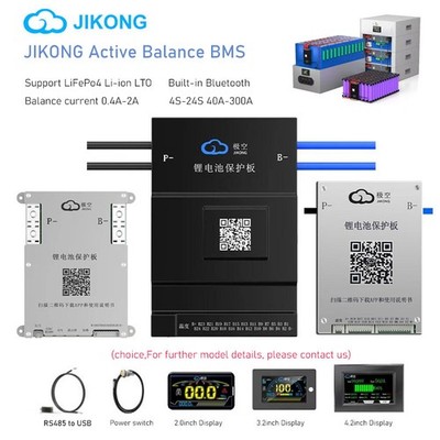 JK Smart BMS 4S-24S 40A-200A Li-Ion LTO Lifepo4 Active Balance 2A BMS BT/RS485