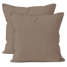 Beige 12x12 Throw Pillow Covers Set of 2 Cotton Decorative Cushion Cases