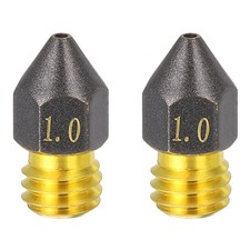 2 Pcs 1mm MK8 Brass PTFE Nozzles, M6 Thread 3D Printer Nozzle Accessories