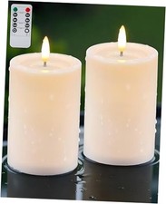 3"x4" Outdoor Waterproof Flameless Candles with Remote and Ivory-D3"xH4"