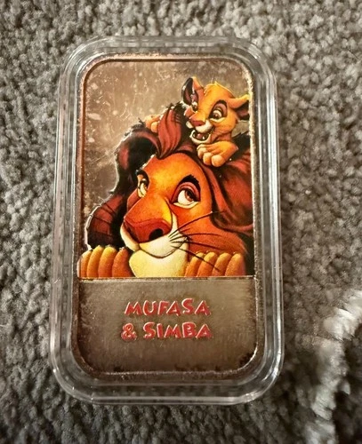 Silver bar Disney Simba, 1 ounce of pure 999 fine silver, rare.