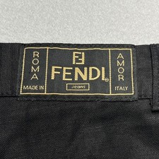 VTG Fendi Trousers Roma Amor Black Cotton Linen Wide Leg Pants Italy Women L 10